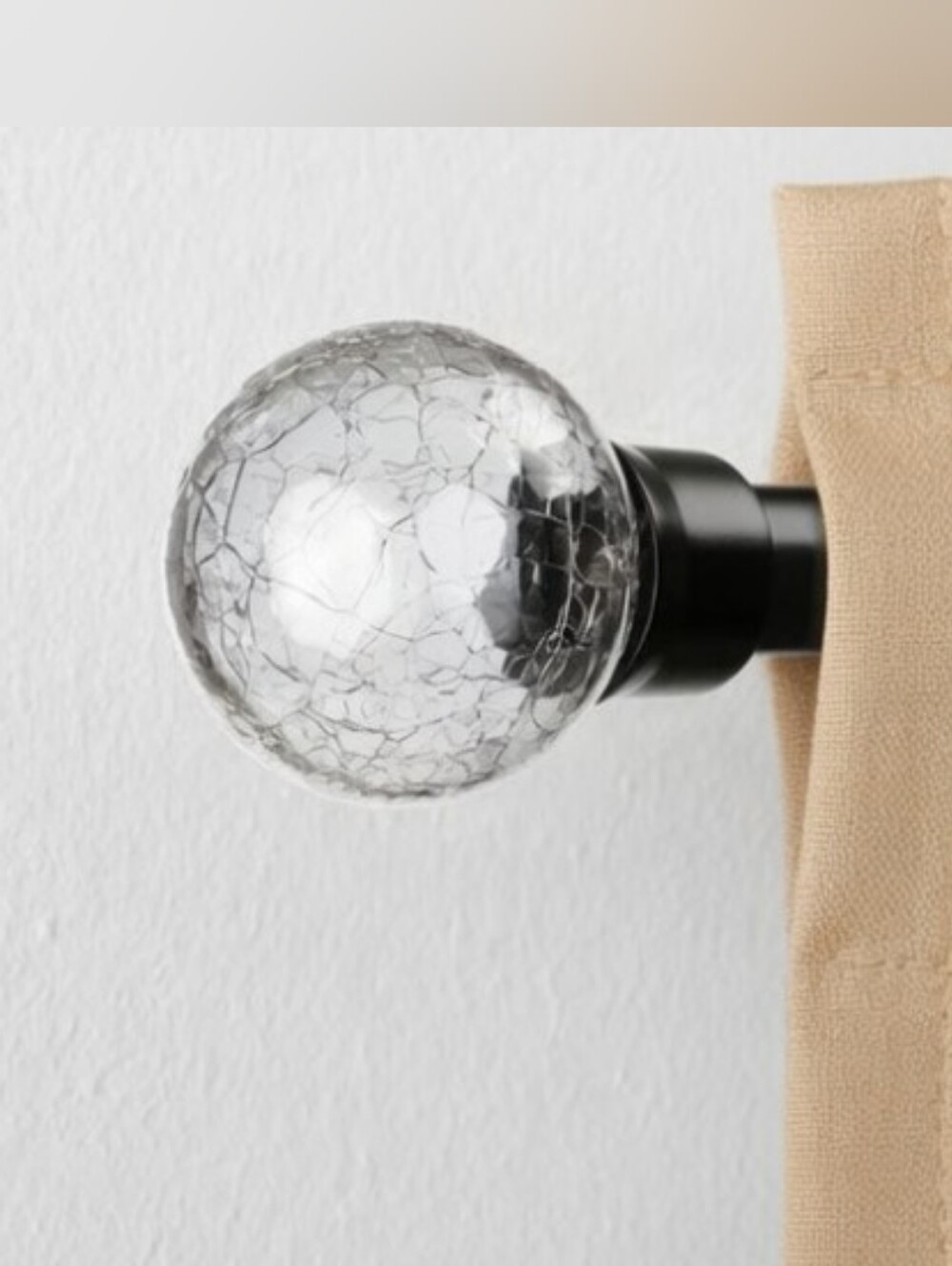 IKEA INSEKTSMAL Home Curtain Rod Finials Crackle Glass Black 2 Pack Ball NEW